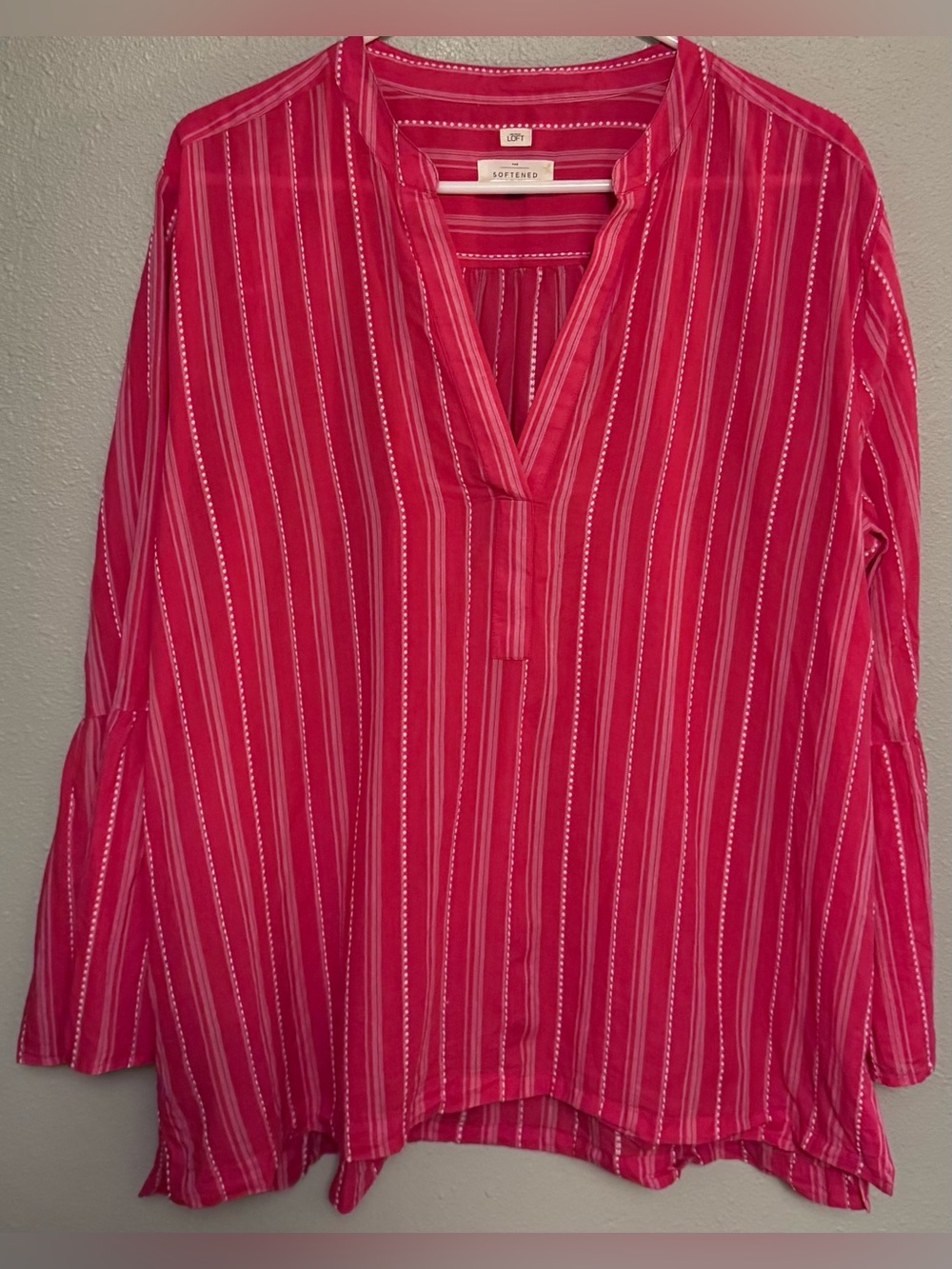LOFT The Softened Shirt Red and White Striped Tunic
